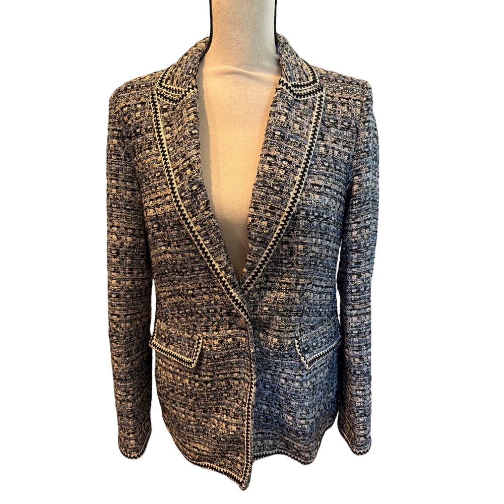 ⭐️ Women’s House of Harlow (Anthropologie) Blue Tweed Blazer Size Medium Preppy